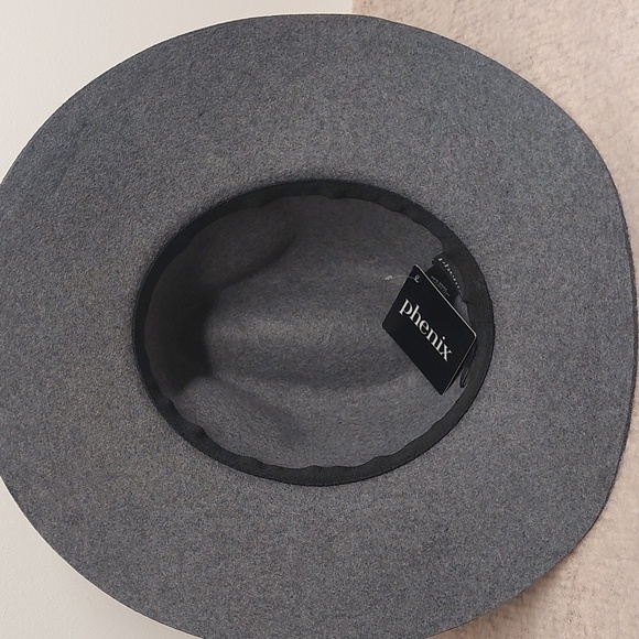 Phenix Wide Brim Wool and Leather Fedora - Light Gray - Picture 5 of 5